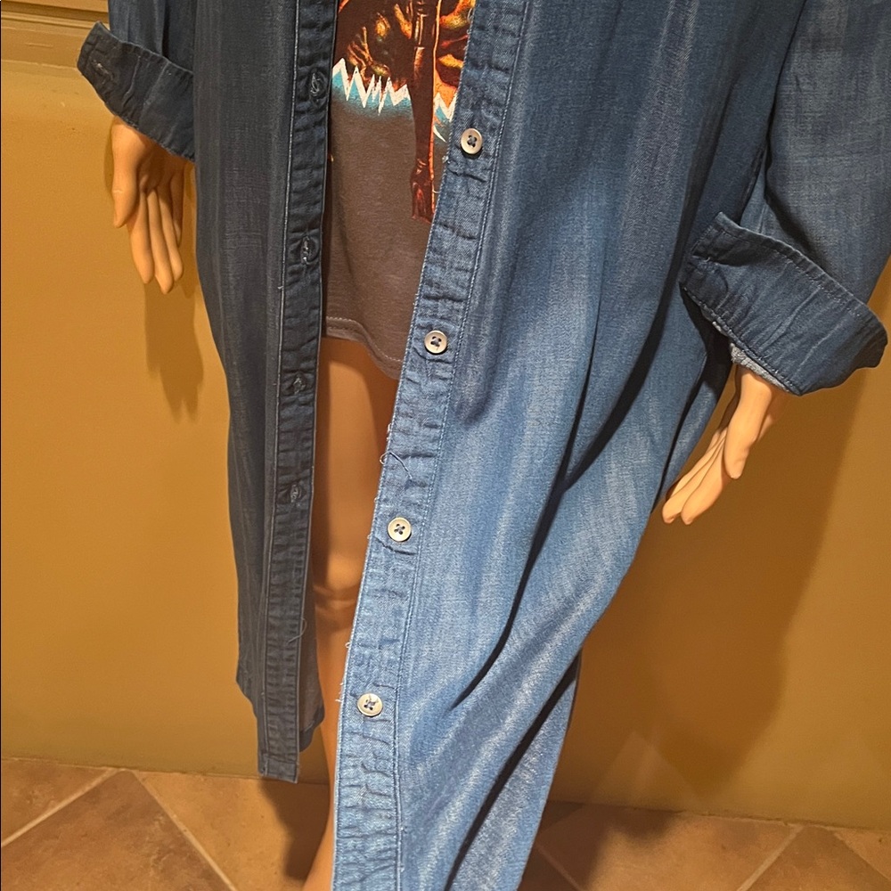 Oversized silky soft denim duster - Picture 3 of 9